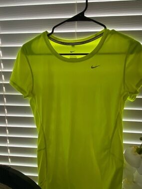 Nike Women's Neon green and Yellow Short Sleeve Dri-FIT Tee